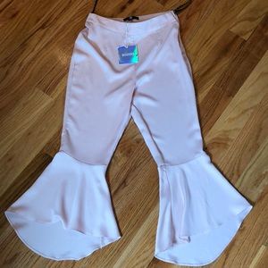 Miss Guided Satin Frill Hem Trousers